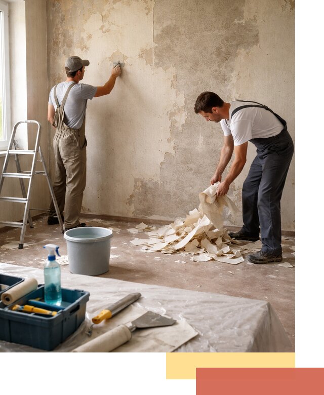 Снятие старых обоев в Чистополе быстро и качественно