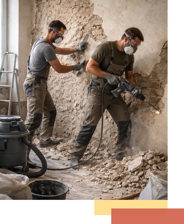 Демонтаж штукатурки со стен в Чистополе быстро и аккуратно