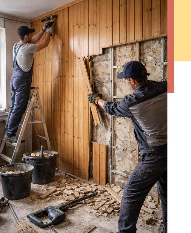 Демонтаж вагонки со стен в Чистополе от 1485 руб. — снятие, удаление, срочно | ОТДЕЛОЧНИК-Чст