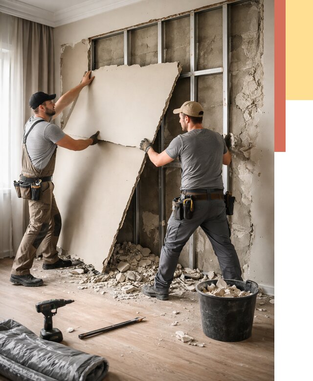 Демонтаж гипсокартона со стен в Чистополе от 358 руб. — услуги демонтажа | ОТДЕЛОЧНИК-Чст