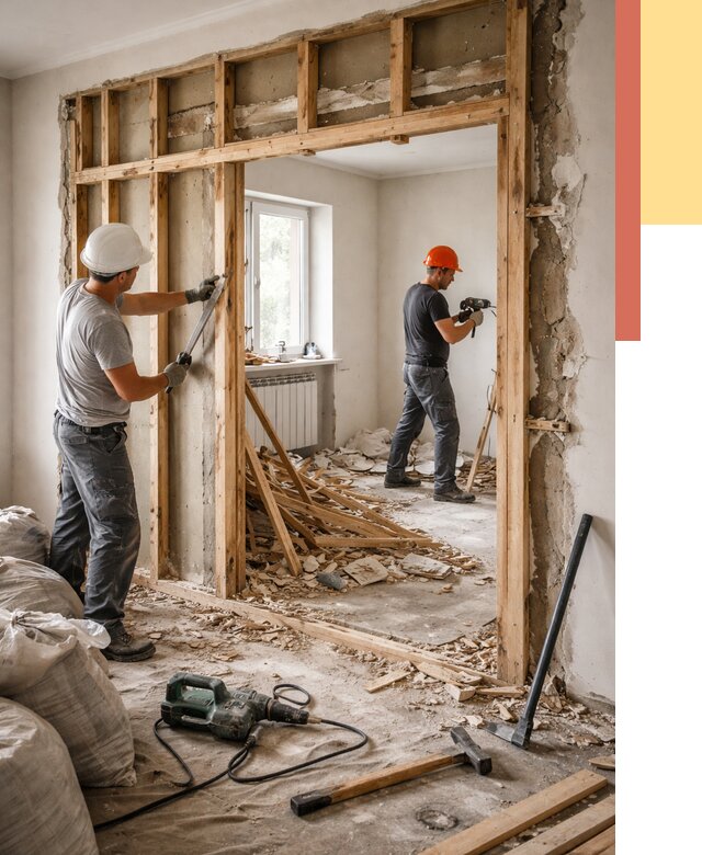 Демонтаж деревянных перегородок в Чистополе от 3276 руб. — быстро и недорого | ОТДЕЛОЧНИК-Чст