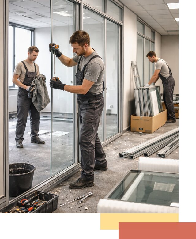 Демонтаж стеклянных перегородок в Чистополе быстро и безопасно