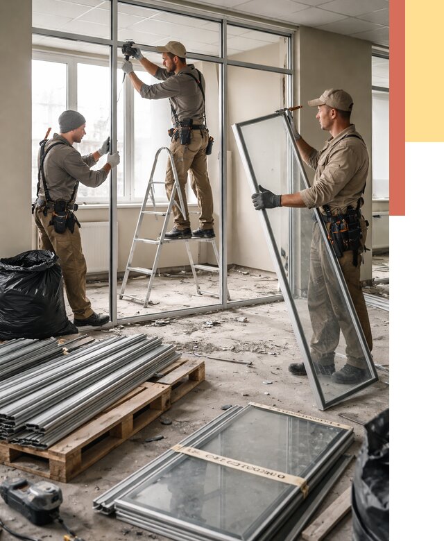 Демонтаж алюминиевых перегородок в Чистополе от 4300 руб. — быстро и недорого | ОТДЕЛОЧНИК-Чст