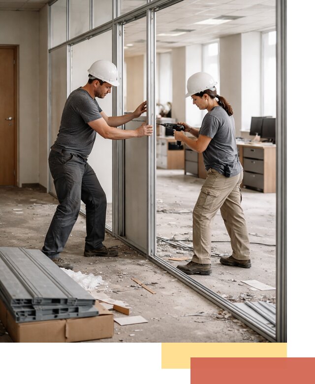 Демонтаж алюминиевых перегородок в Чистополе быстро и аккуратно