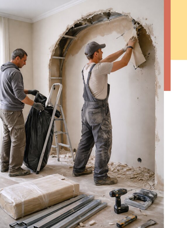 Демонтаж арки из гипсокартона в Чистополе от 3584 руб. — услуги под ключ | ОТДЕЛОЧНИК-Чст