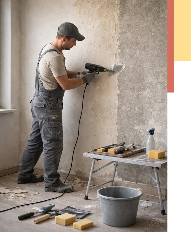 Очистка стен от клея в Чистополе от 1894 руб. — снятие и удаление клея со стен | ОТДЕЛОЧНИК-Чст