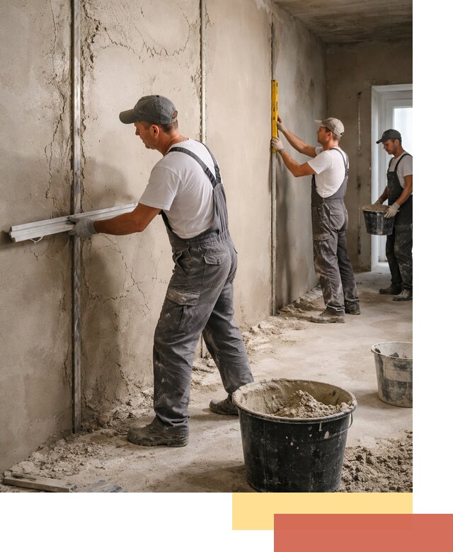 Штукатурка стен по маякам в Чистополе — точная и ровная поверхность