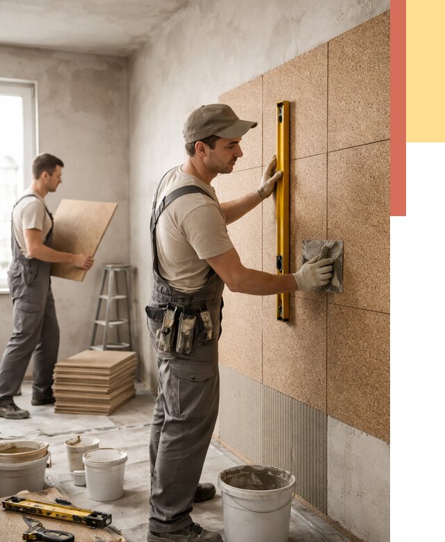 Монтаж пробковых панелей на стены в Чистополе от 3584 руб. — ОТДЕЛОЧНИК-Чст