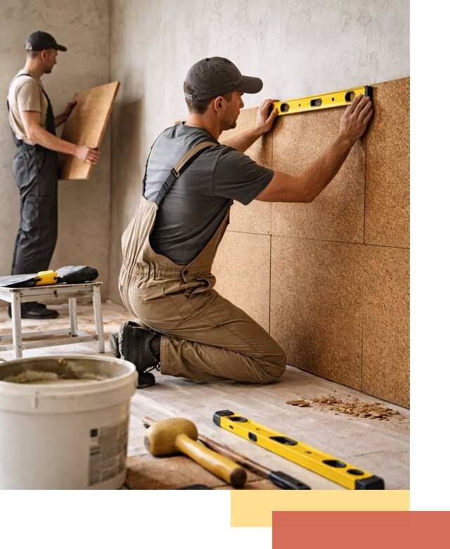 Монтаж пробковых панелей на стены в Чистополе быстро и качественно