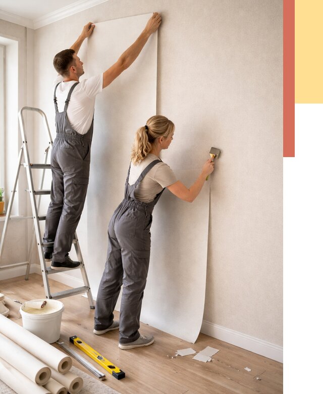 Поклейка флизелиновых обоев в Чистополе от 6143 руб. | Быстро и недорого — ОТДЕЛОЧНИК-Чст