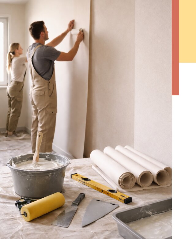 Поклейка бумажных обоев в Чистополе от 5631 руб./м2 — быстро и недорого | ОТДЕЛОЧНИК-Чст