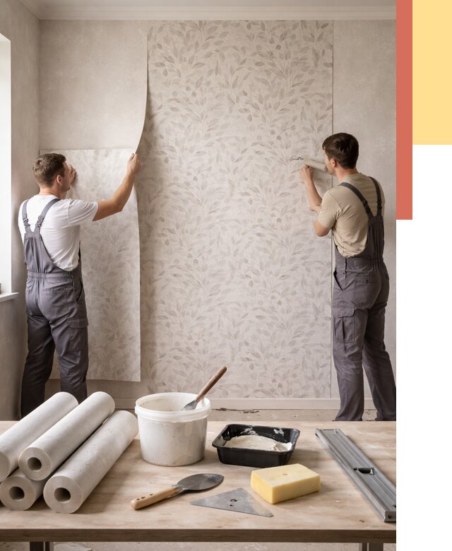 Поклейка обоев с подбором рисунка в Чистополе от 3584 руб. | ОТДЕЛОЧНИК-Чст - быстро и недорого