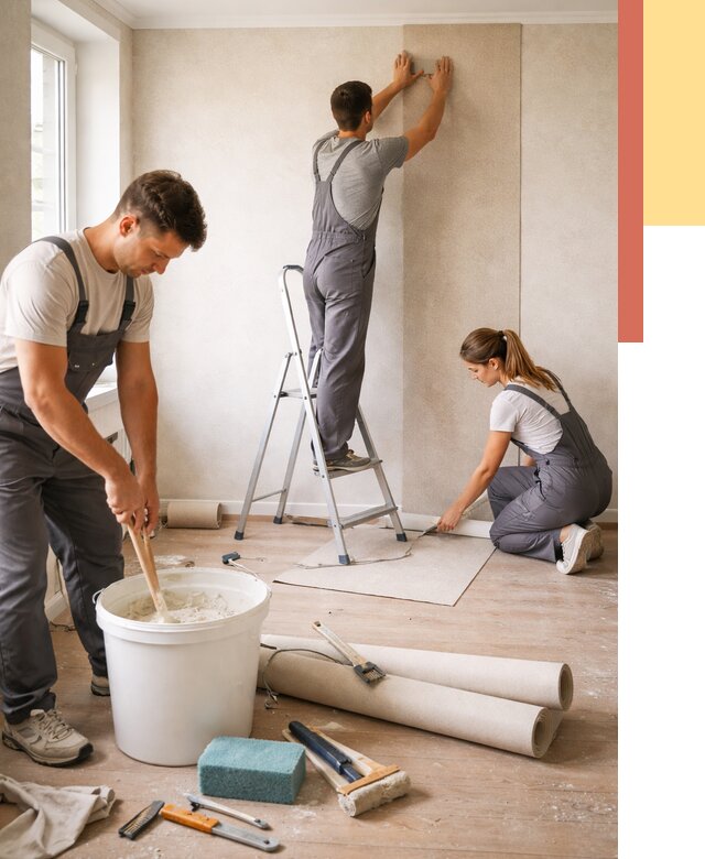 Оклейка стен обоями в Чистополе от 3584 руб/м2 — быстро и недорого | ОТДЕЛОЧНИК-Чст