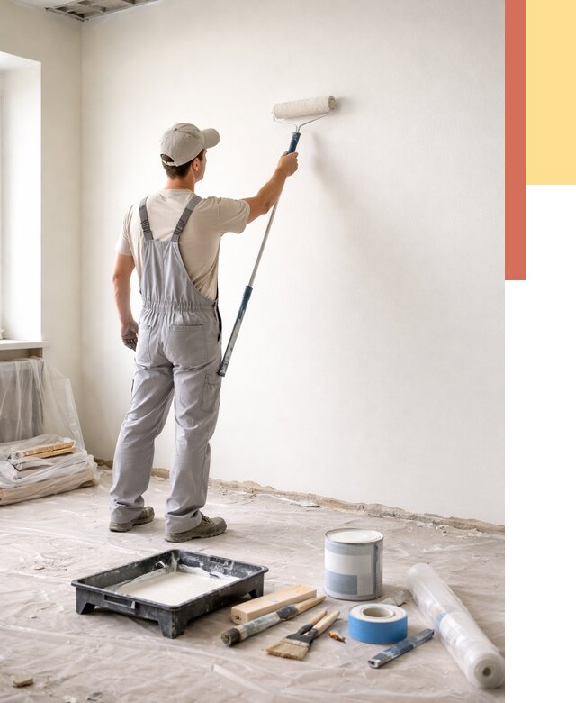 Покраска стен водоэмульсионной краской в Чистополе от 461 руб. за м² | ОТДЕЛОЧНИК-Чст