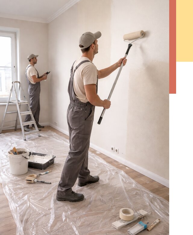 Покраска стен акриловой краской в Чистополе от 3584 руб./м² — быстро и недорого | ОТДЕЛОЧНИК-Чст