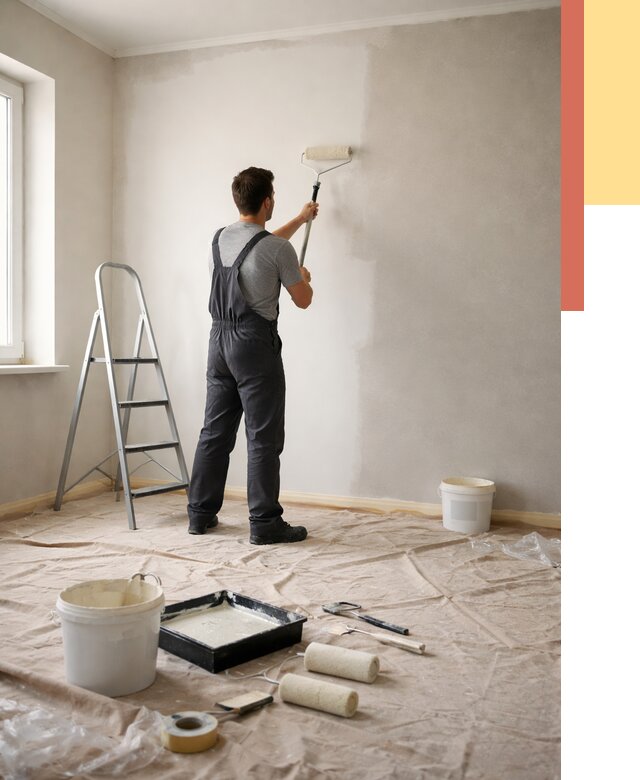 Покраска стен моющейся краской в Чистополе от 358 руб./м² — быстро и недорого | ОТДЕЛОЧНИК-Чст