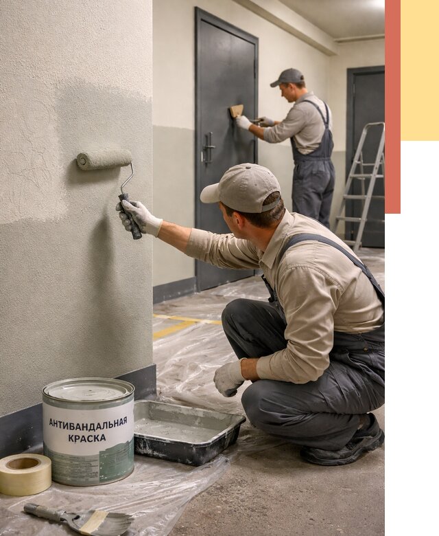 Покраска стен антивандальной краской в Чистополе от 4608 руб./м² под ключ | ОТДЕЛОЧНИК-Чст