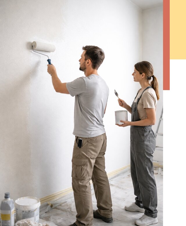 Окраска стен по стеклохолсту в Чистополе от 4608 руб/м² под ключ | ОТДЕЛОЧНИК-Чст