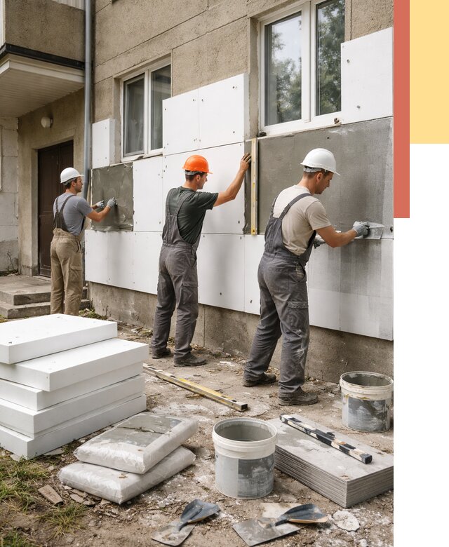 Утепление стен пенопластом в Чистополе от 1792 руб. — недорого и под ключ | ОТДЕЛОЧНИК-Чст