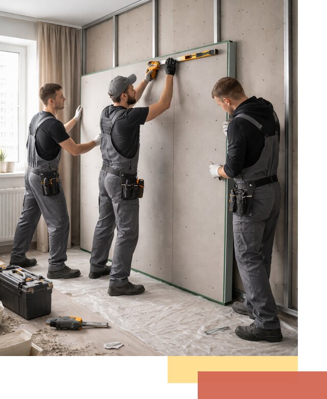 Шумоизоляция стен панелями ЗИПС в Чистополе для жилых и коммерческих помещений