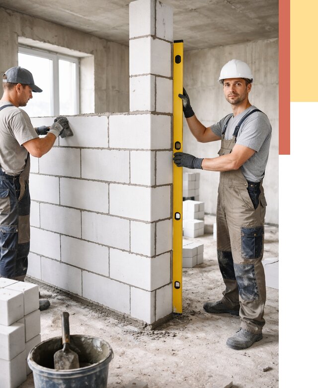 Кладка перегородок из пеноблока в Чистополе от 1843 руб. под ключ | ОТДЕЛОЧНИК-Чст