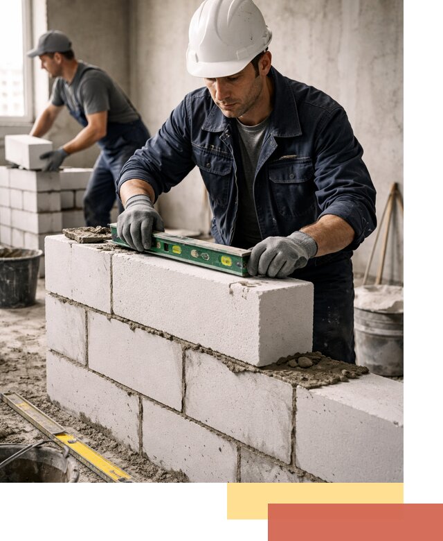 Кладка перегородок из пеноблока под ключ в Чистополе