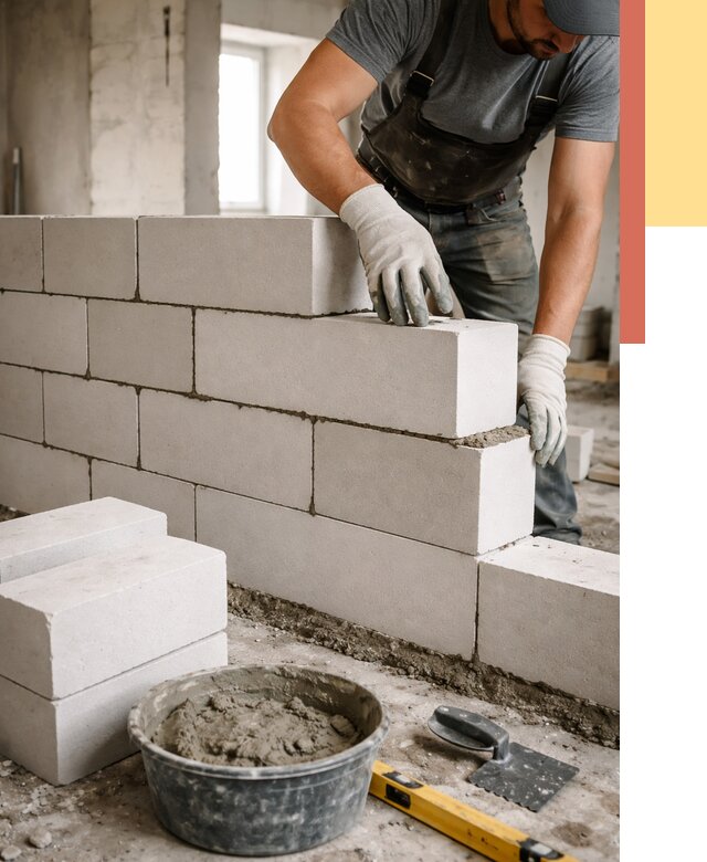 Кладка перегородок из силикатного блока в Чистополе от 4096 руб. под ключ | ОТДЕЛОЧНИК-Чст