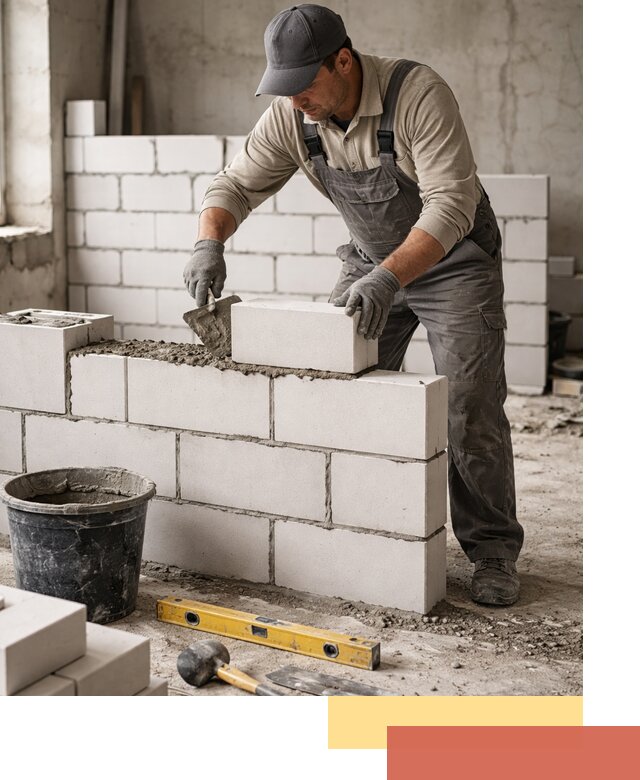 Кладка перегородок из силикатного блока в Чистополе