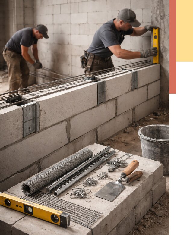 Армирование кладки перегородок в Чистополе от 768 руб. под ключ | ОТДЕЛОЧНИК-Чст