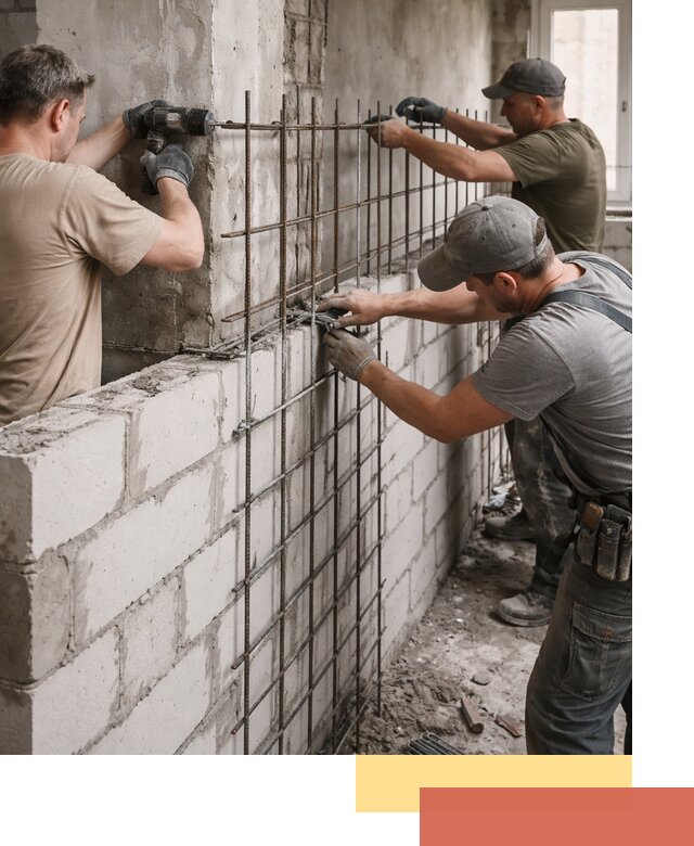 Армирование кладки перегородок в Чистополе профессионально и надёжно