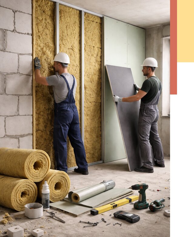 Шумоизоляция перегородок из блоков в Чистополе от 1894 руб./м² — быстро и недорого | ОТДЕЛОЧНИК-Чст