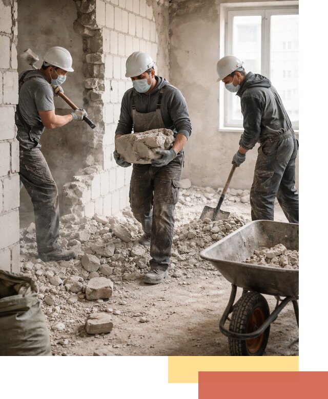 Демонтаж блочных перегородок в Чистополе быстро и аккуратно