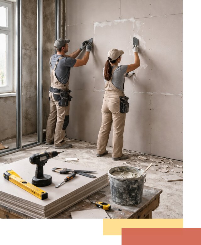 Монтаж двухслойной перегородки из гипсокартона в Чистополе