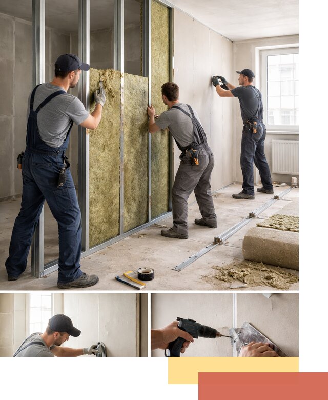 Перегородка из гипсокартона с шумоизоляцией в Чистополе — монтаж под ключ