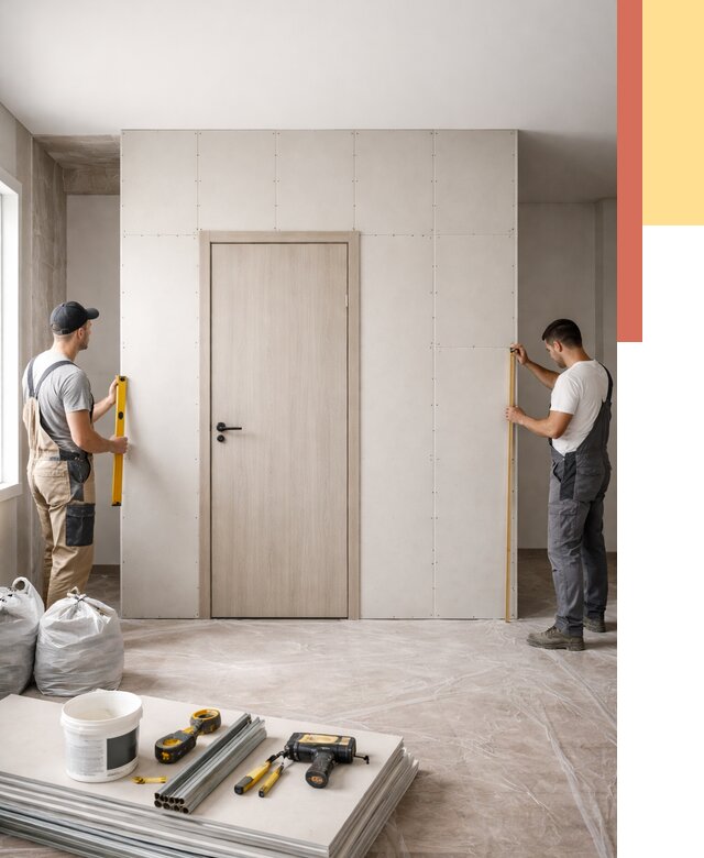 Перегородка из гипсокартона с дверью в Чистополе от 4608 руб. под ключ | ОТДЕЛОЧНИК-Чст