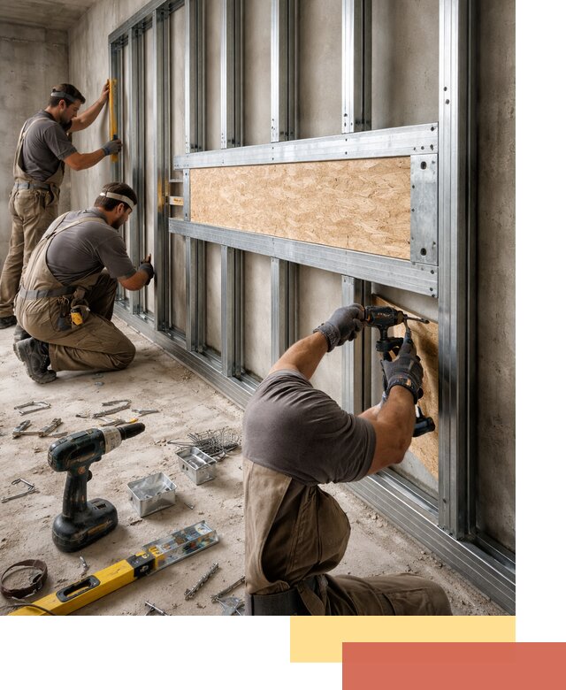 Усиленная перегородка для крепления тяжёлых конструкций в Чистополе