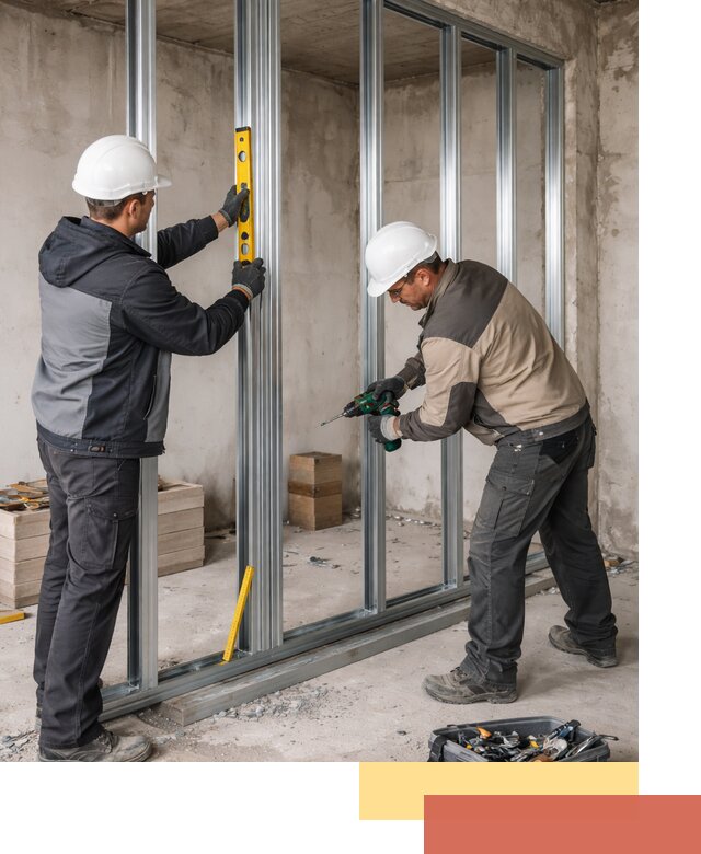 Монтаж каркаса перегородки из профиля в Чистополе