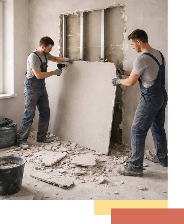 Демонтаж перегородки из гипсокартона в Чистополе быстрый и аккуратный