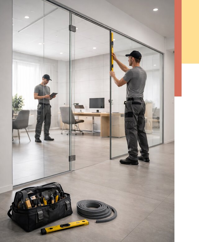 Цельностеклянные перегородки под ключ в Чистополе от 9727 руб. — монтаж и цены | ОТДЕЛОЧНИК-Чст