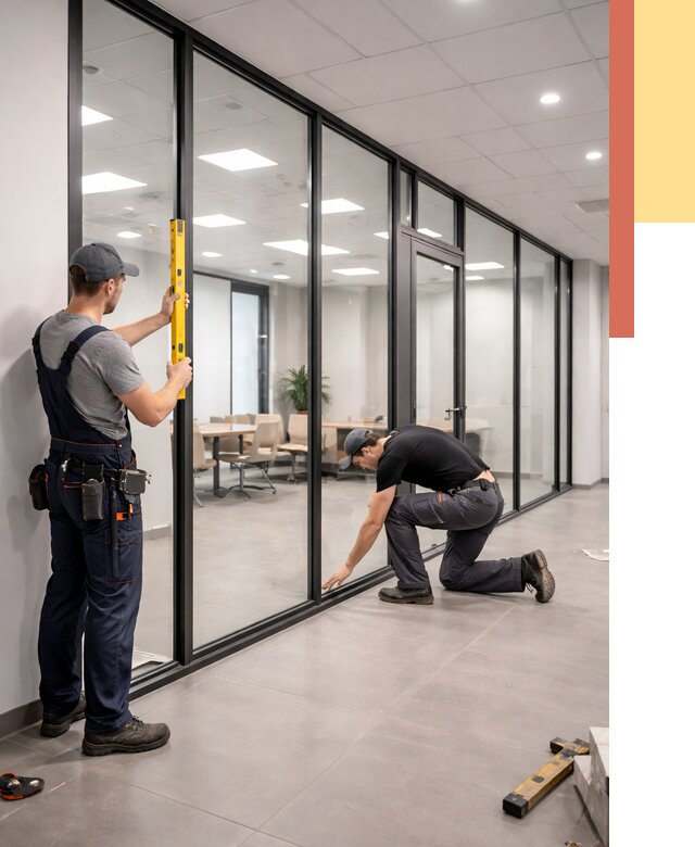 Каркасные стеклянные перегородки в Чистополе под ключ от 9420 руб. | ОТДЕЛОЧНИК-Чст