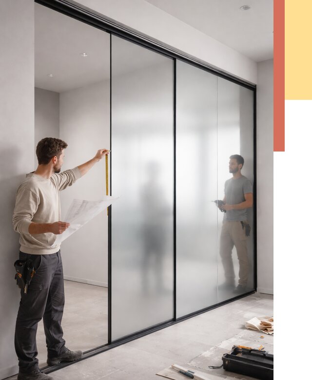 Матовые стеклянные перегородки в Чистополе от 8703 руб. — монтаж и установка | ОТДЕЛОЧНИК-Чст