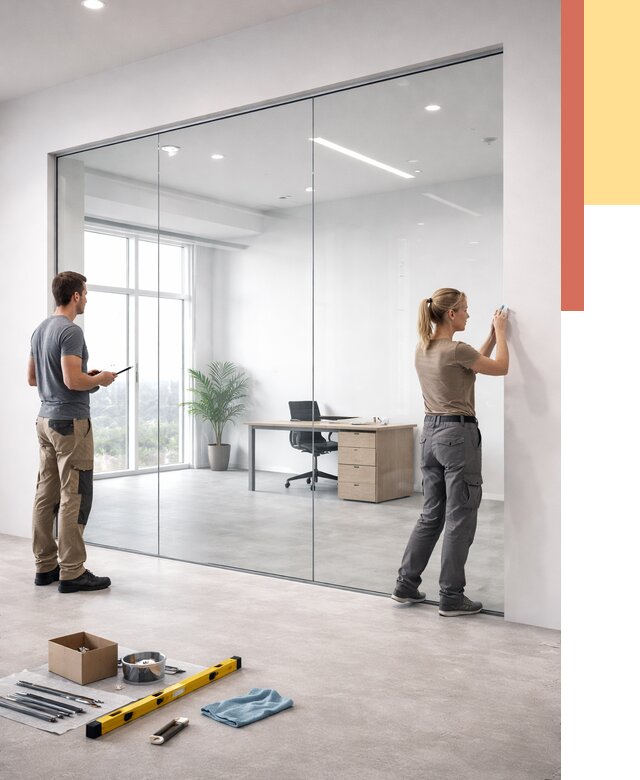 Перегородки из закаленного стекла в Чистополе от 9727 руб. под ключ | ОТДЕЛОЧНИК-Чст