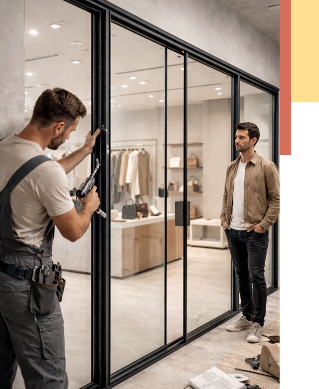 Стеклянные перегородки для магазинов в Чистополе от 8396 руб. под ключ | ОТДЕЛОЧНИК-Чст