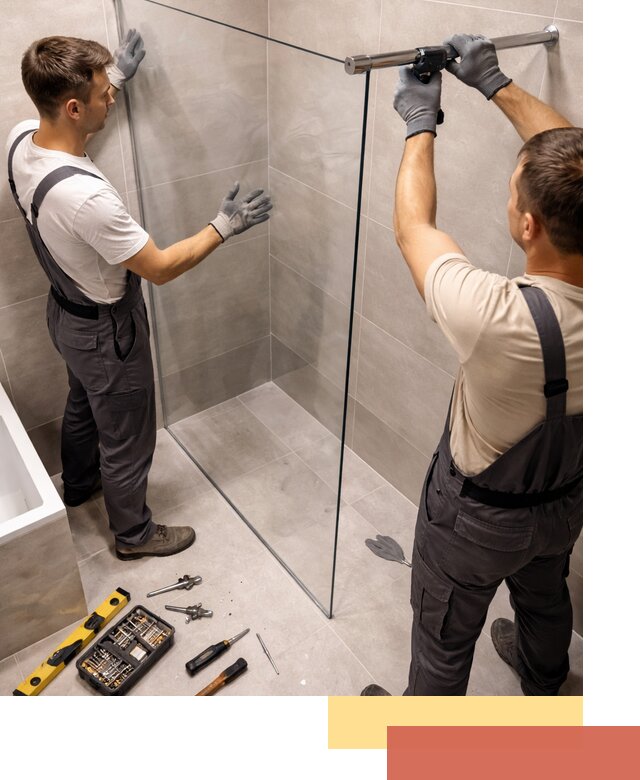 Стеклянные перегородки для душа в Чистополе — изготовление и монтаж