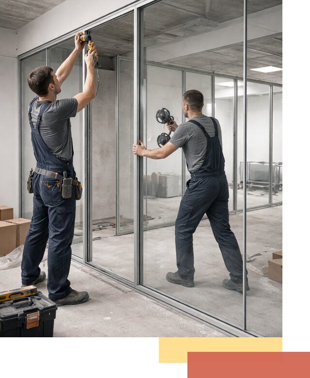 Алюминиевые перегородки со стеклом в Чистополе — изготовление и монтаж