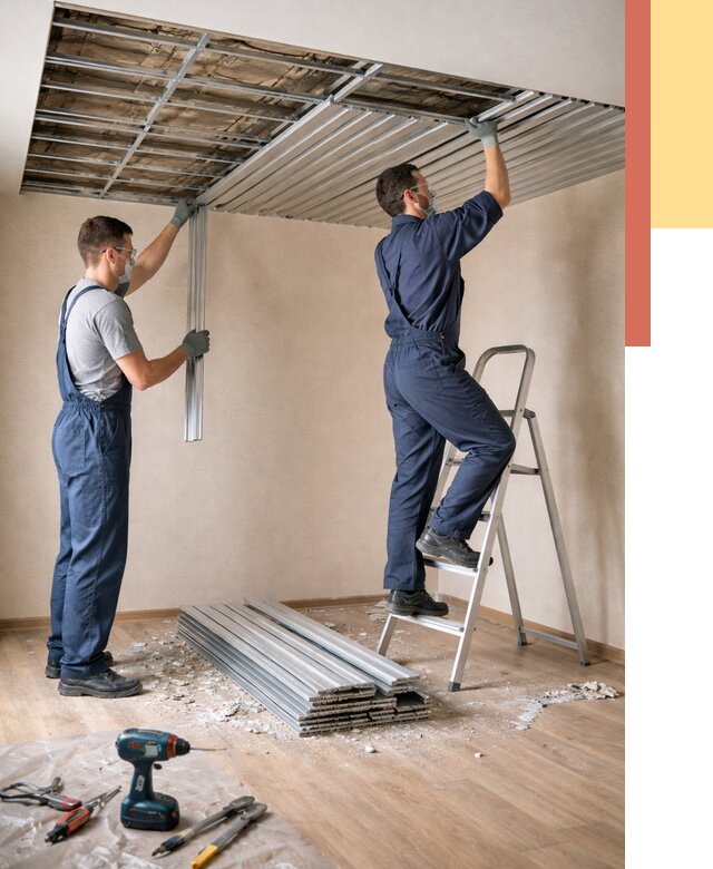 Демонтаж реечного потолка в Чистополе от 4608 руб. быстро и недорого | ОТДЕЛОЧНИК-Чст