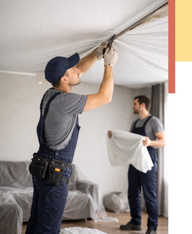 Демонтаж натяжного потолка в Чистополе от 4608 руб. — снятие и разбор под ключ | ОТДЕЛОЧНИК-Чст