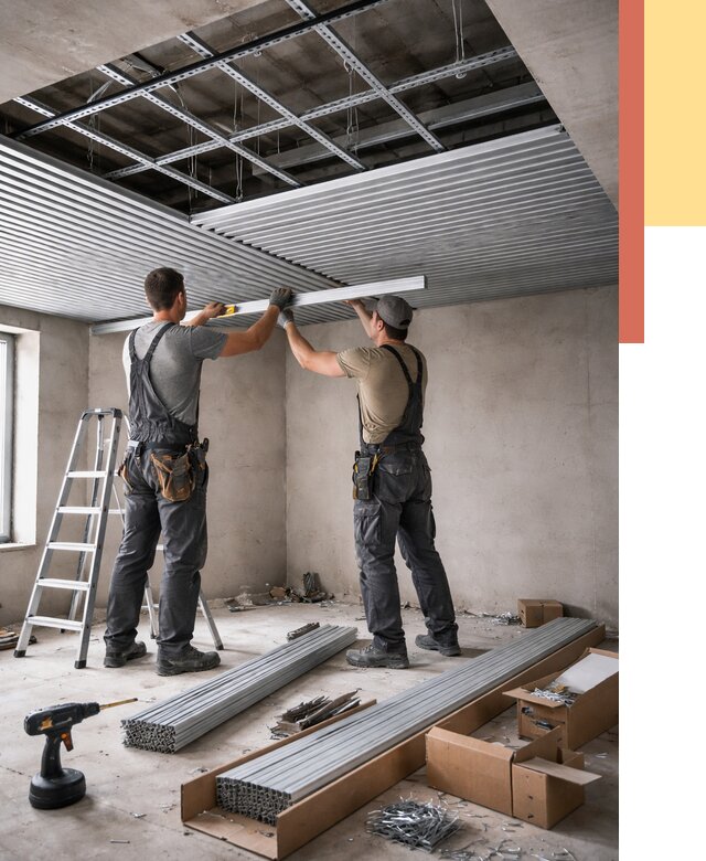 Монтаж реечного потолка в Чистополе от 4608 руб. под ключ | ОТДЕЛОЧНИК-Чст