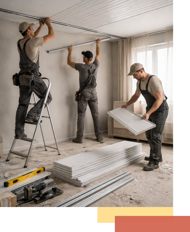 Монтаж потолка из ПВХ панелей в Чистополе оперативно и качественно