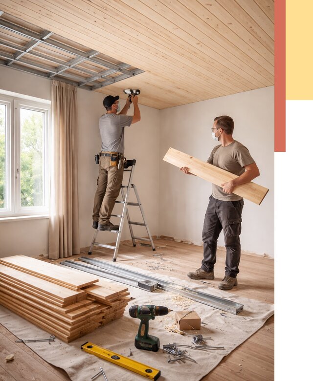 Монтаж потолка из вагонки в Чистополе от 6655 руб. | Быстро и недорого — ОТДЕЛОЧНИК-Чст